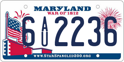 MD license plate 6AU2236