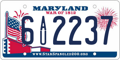 MD license plate 6AU2237