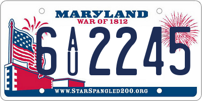 MD license plate 6AU2245