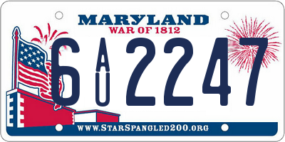 MD license plate 6AU2247