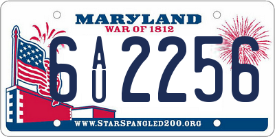 MD license plate 6AU2256