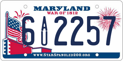 MD license plate 6AU2257