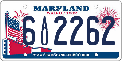 MD license plate 6AU2262