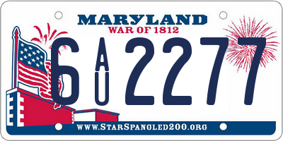 MD license plate 6AU2277