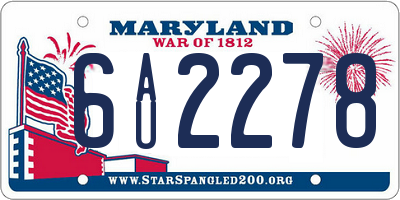 MD license plate 6AU2278