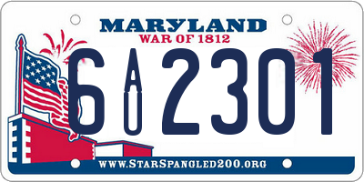 MD license plate 6AU2301