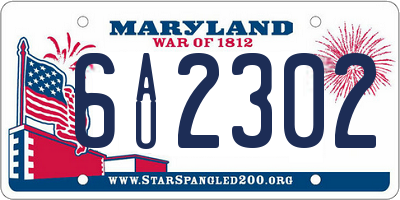 MD license plate 6AU2302