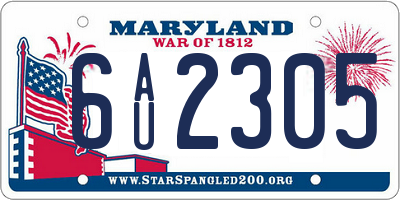 MD license plate 6AU2305