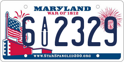 MD license plate 6AU2329