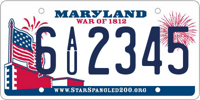 MD license plate 6AU2345