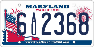 MD license plate 6AU2368