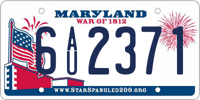 MD license plate 6AU2371