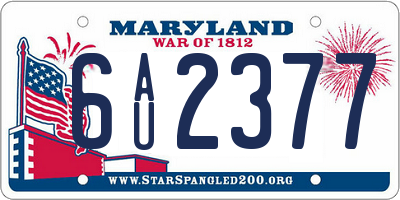 MD license plate 6AU2377