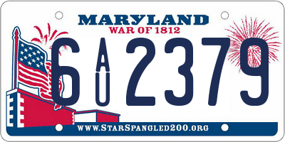 MD license plate 6AU2379