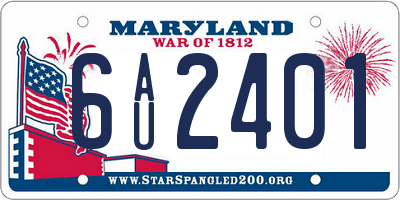 MD license plate 6AU2401
