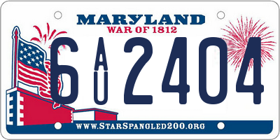MD license plate 6AU2404