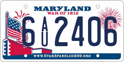MD license plate 6AU2406