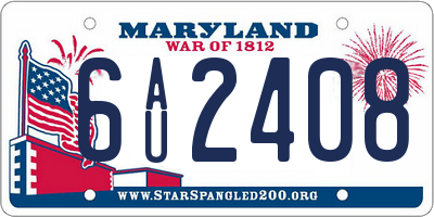MD license plate 6AU2408