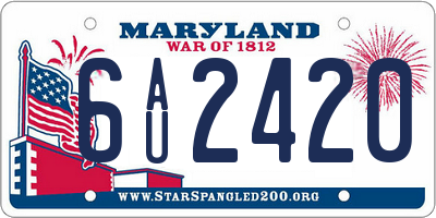 MD license plate 6AU2420