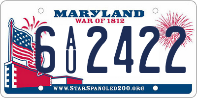 MD license plate 6AU2422