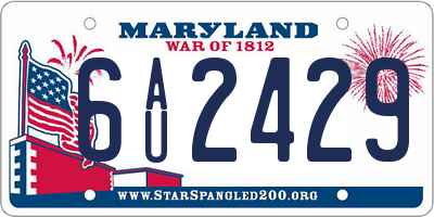 MD license plate 6AU2429