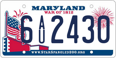 MD license plate 6AU2430