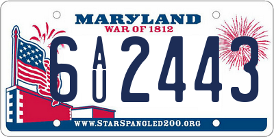MD license plate 6AU2443
