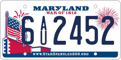 MD license plate 6AU2452