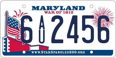 MD license plate 6AU2456