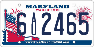MD license plate 6AU2465