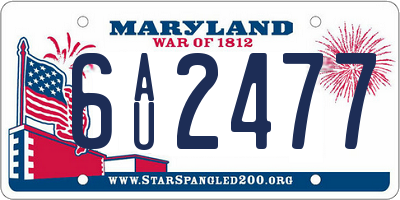 MD license plate 6AU2477