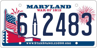 MD license plate 6AU2483