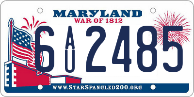 MD license plate 6AU2485