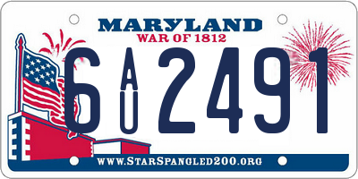 MD license plate 6AU2491