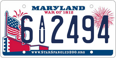 MD license plate 6AU2494