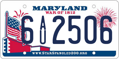MD license plate 6AU2506