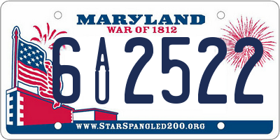 MD license plate 6AU2522