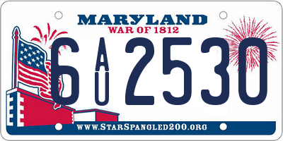 MD license plate 6AU2530