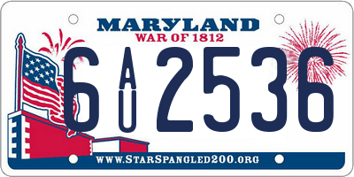 MD license plate 6AU2536