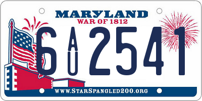 MD license plate 6AU2541