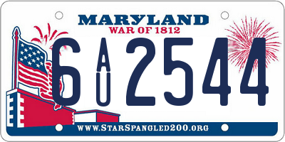 MD license plate 6AU2544