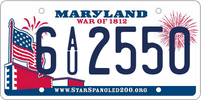 MD license plate 6AU2550