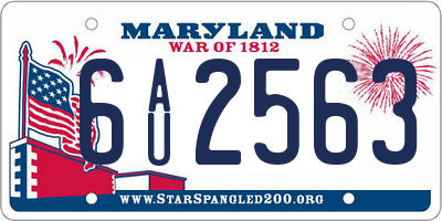 MD license plate 6AU2563