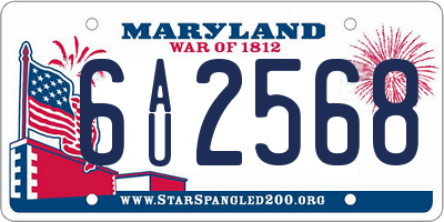 MD license plate 6AU2568