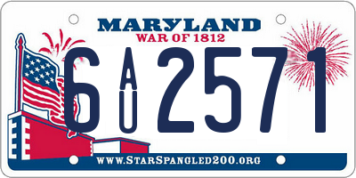 MD license plate 6AU2571