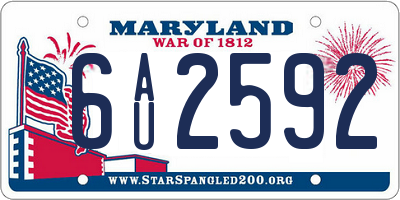MD license plate 6AU2592