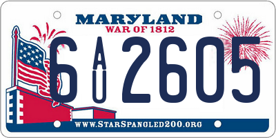 MD license plate 6AU2605