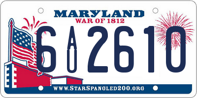 MD license plate 6AU2610