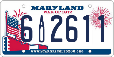 MD license plate 6AU2611