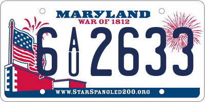 MD license plate 6AU2633
